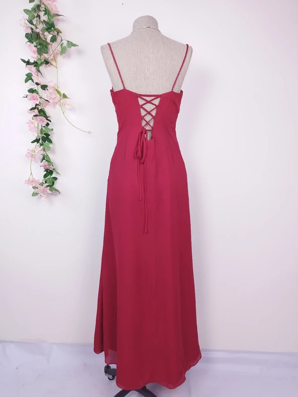Red beaded Y2K maxi dress — Vintage 2000s bustier gala graduation