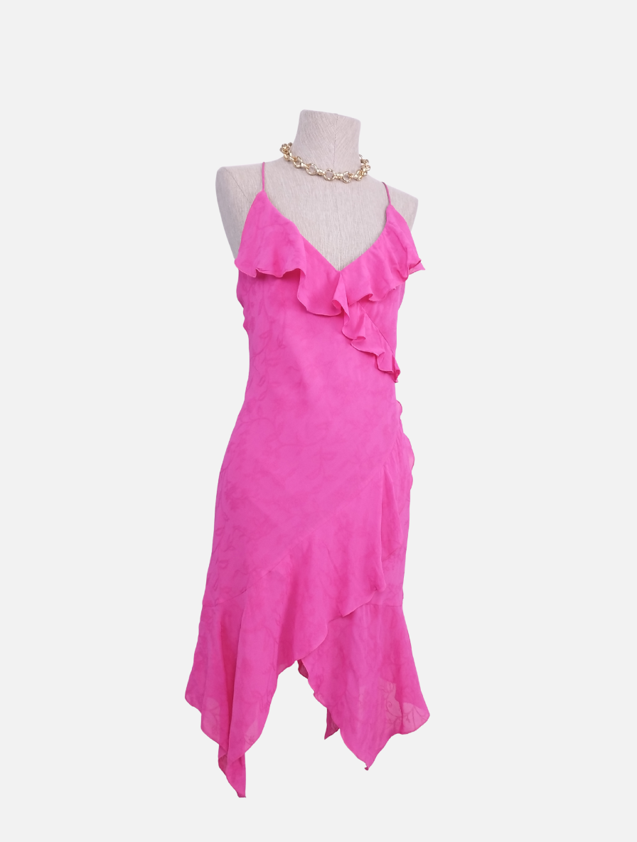 Vestido VINTAGE 90s Lencero Asimétrico volantes