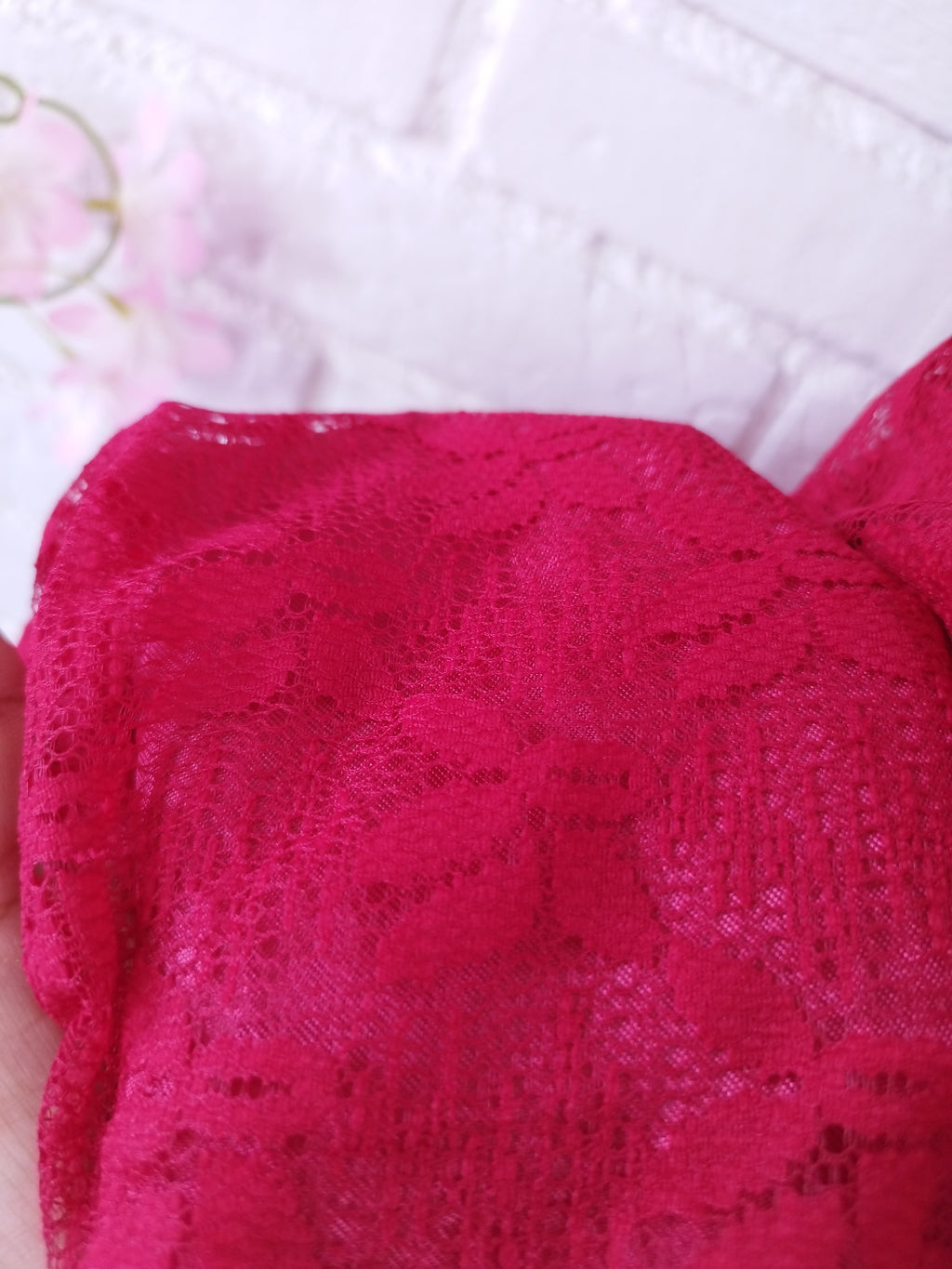 Vintage 90s Long Skirt — High Waist, Thick Red Lace & Romantic Silhouette