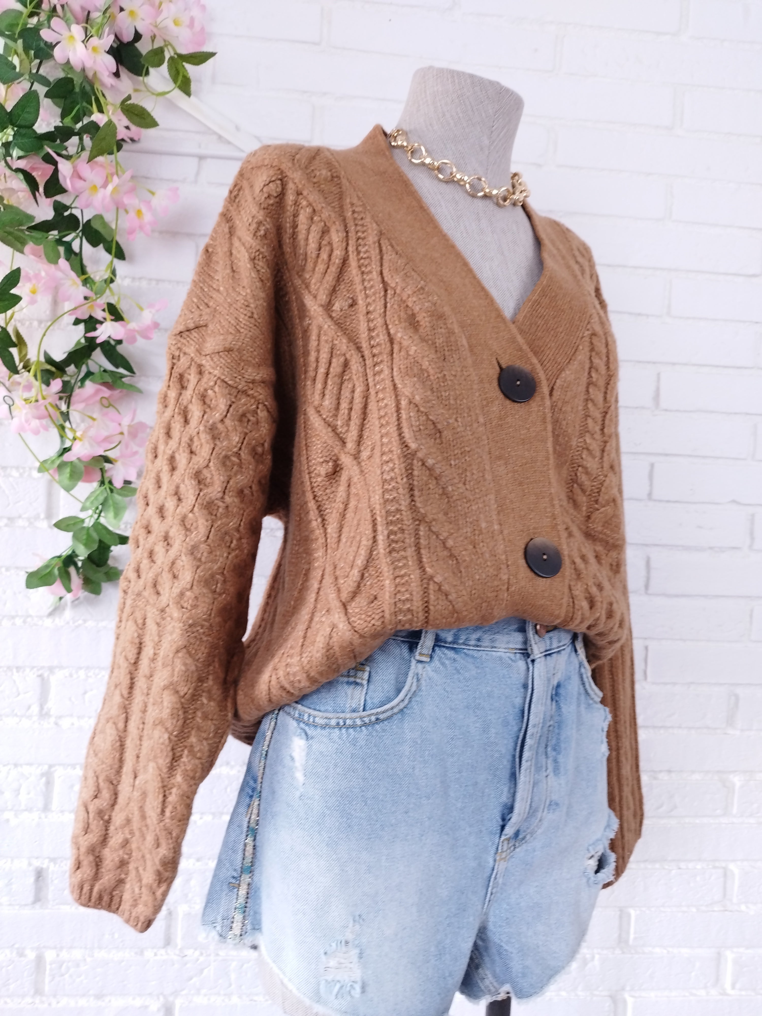 Cardigan SALSA Oversize Trenzado Grueso