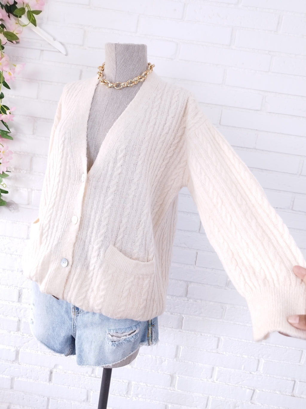 Cardigan MANGO con Lama Largo Punto Trenzado