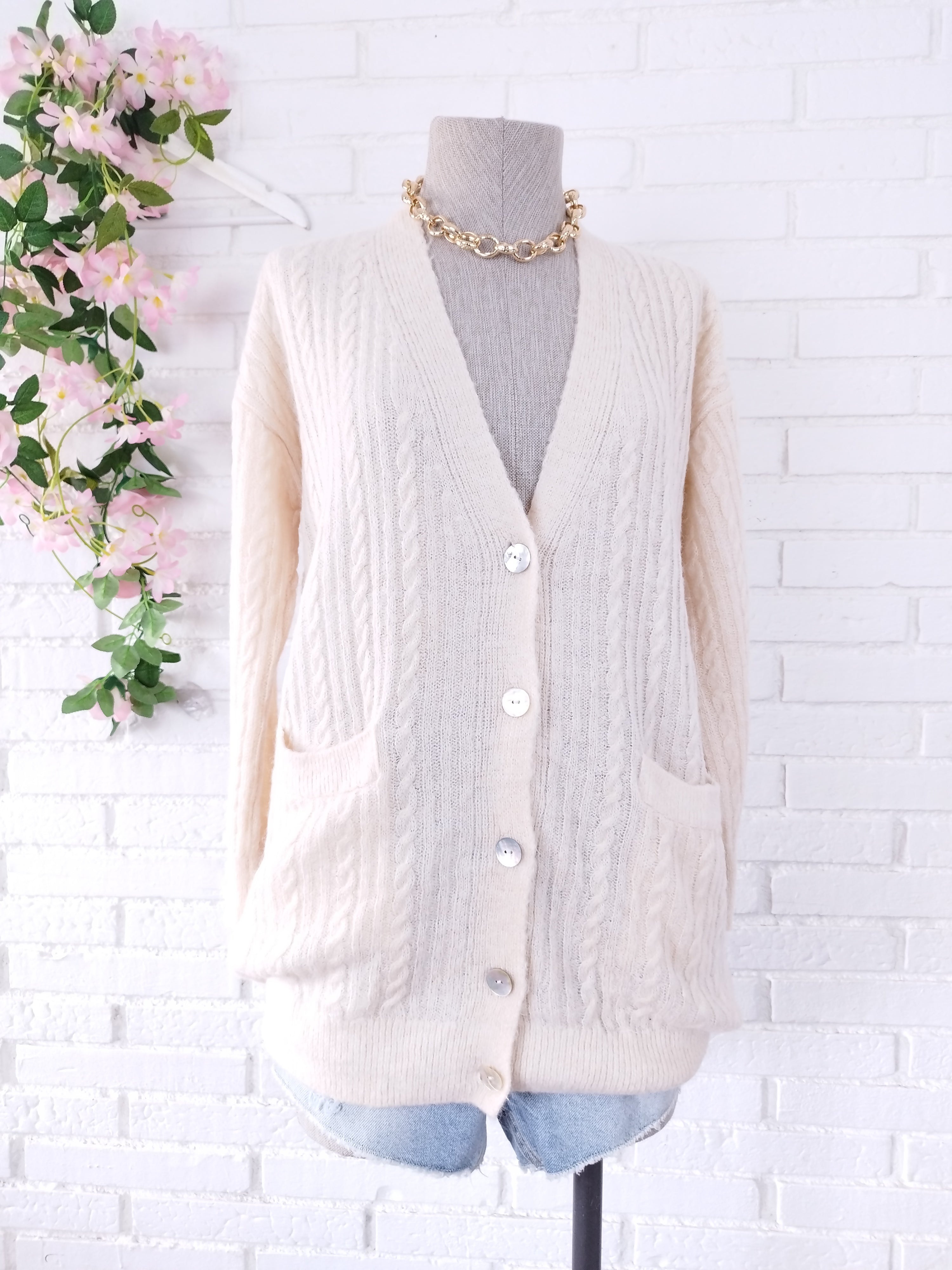 Cardigan MANGO con Lama Largo Punto Trenzado