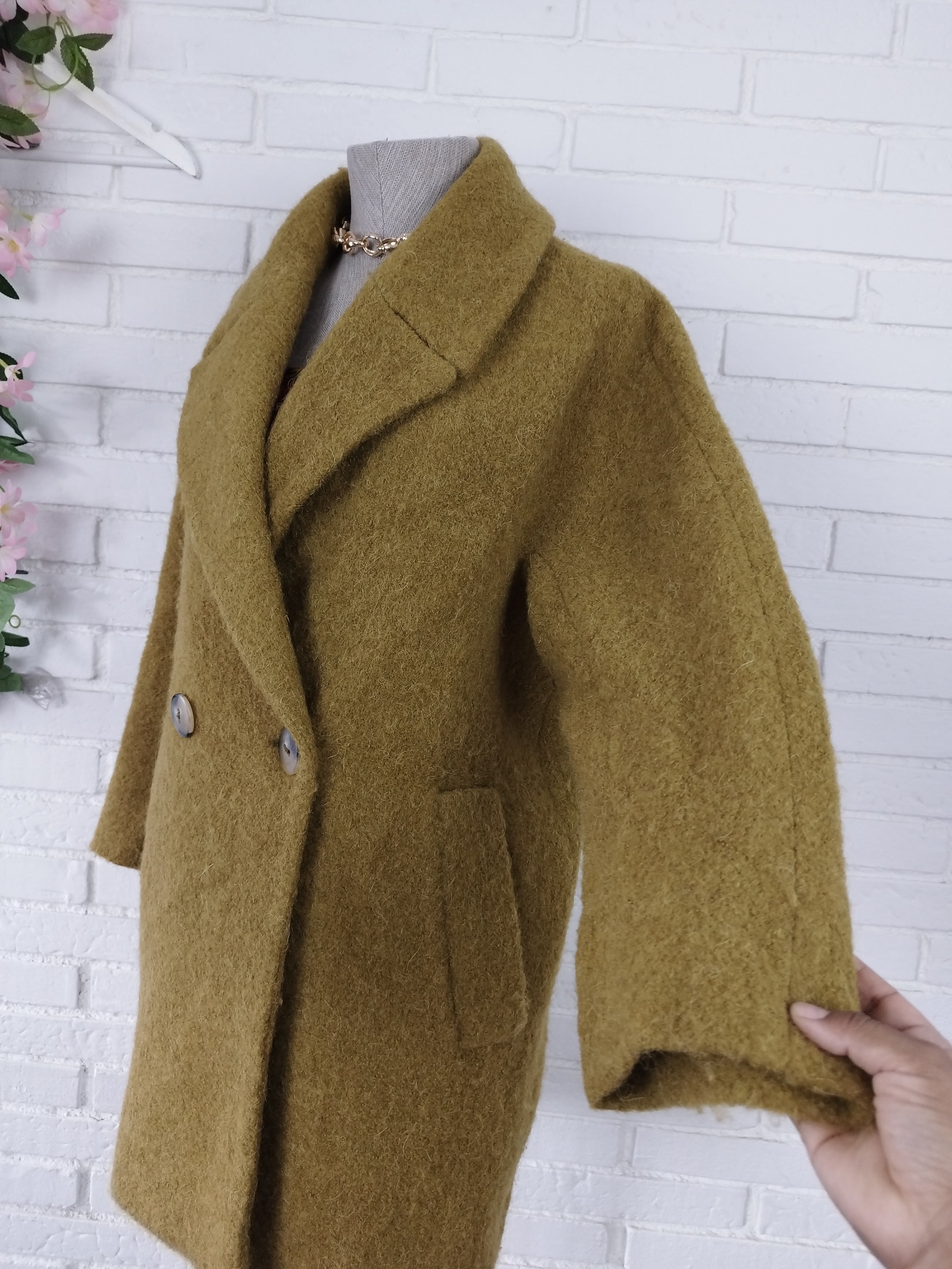 Abrigo MASSIMO DUTTI Grueso Alpaca Mohair  cruzado Oversize