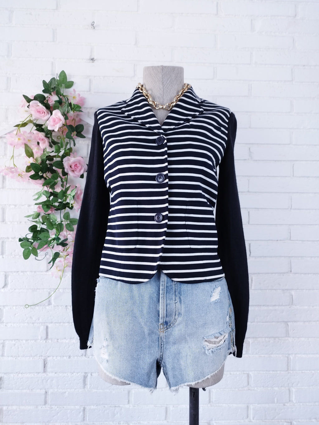 Christian Dior Blazer — Classic Cut, Striped Front & Cotton-Wool-Silk Blend