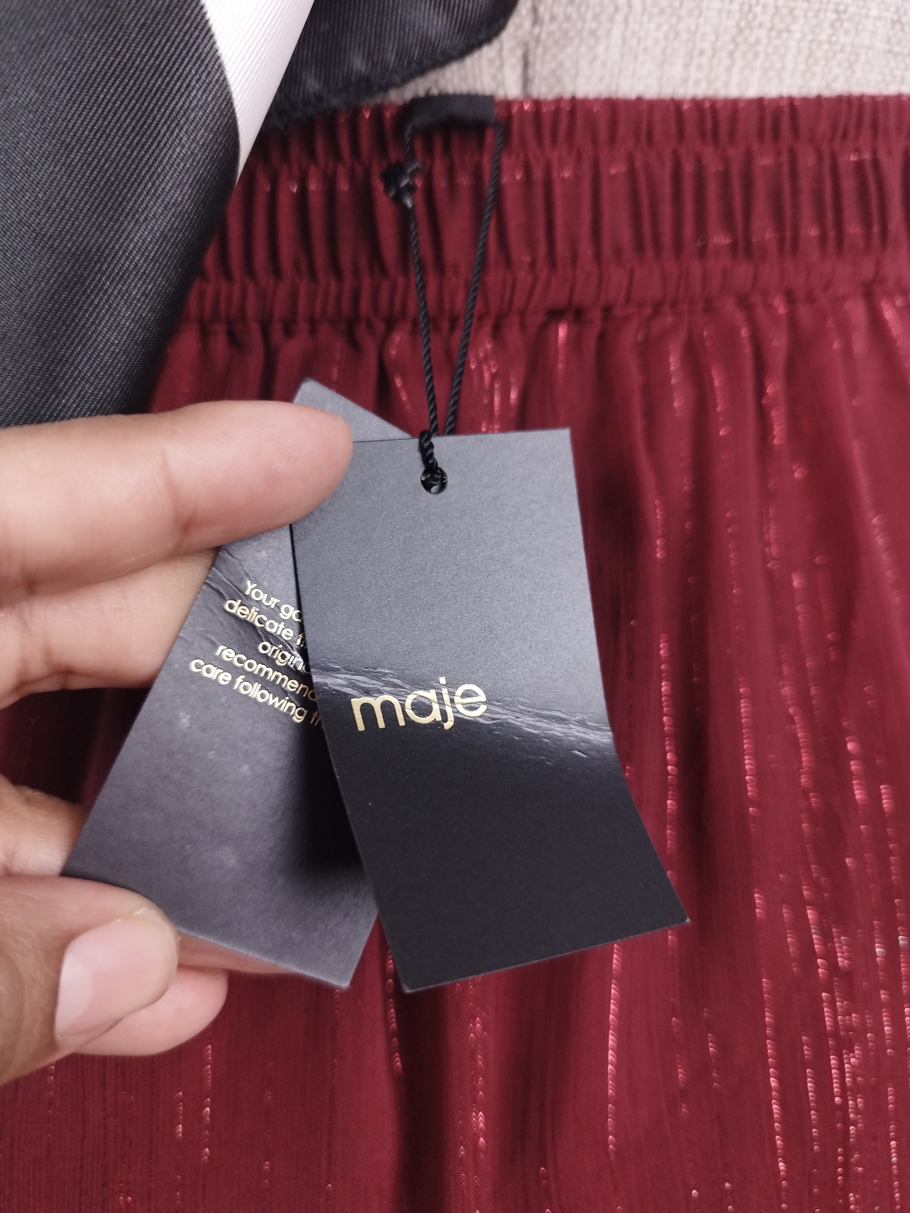 Falda MAJE Midi Fluida Hilos Metálicos