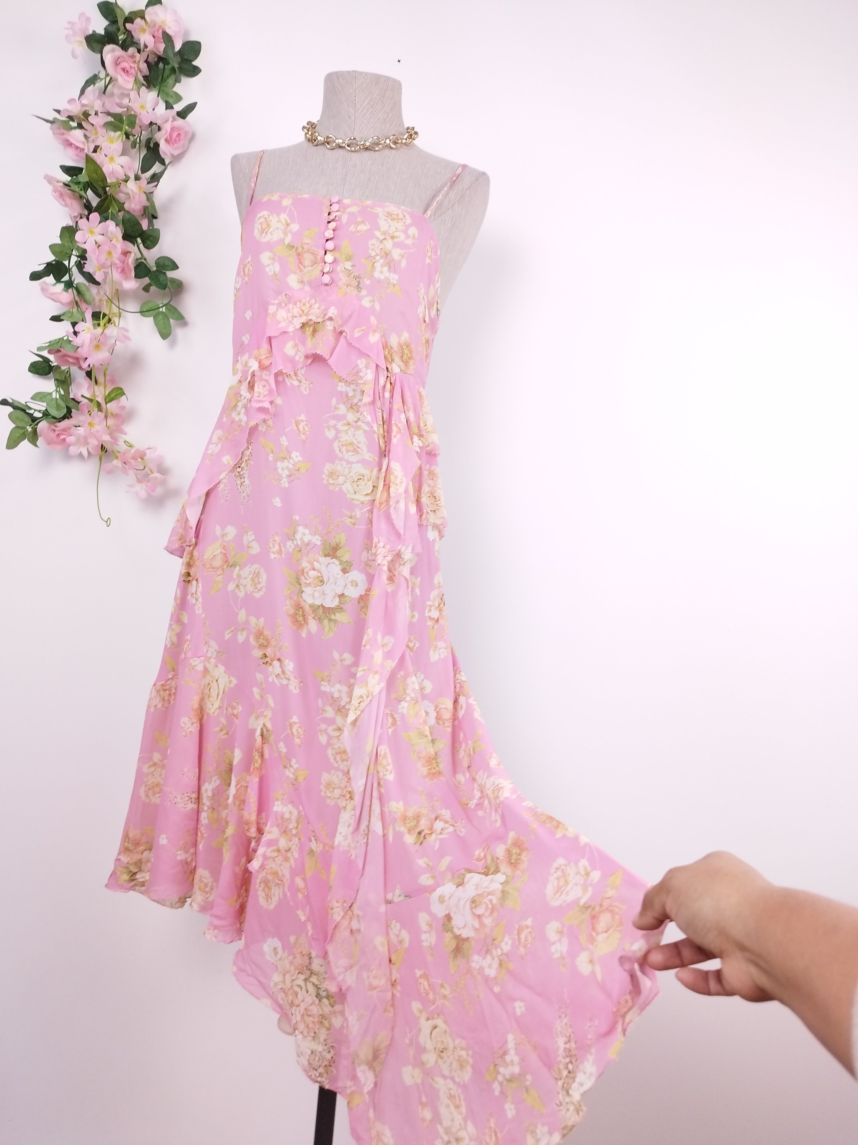 Vestido ZARA Lencero Volantes Espalda Descubierta