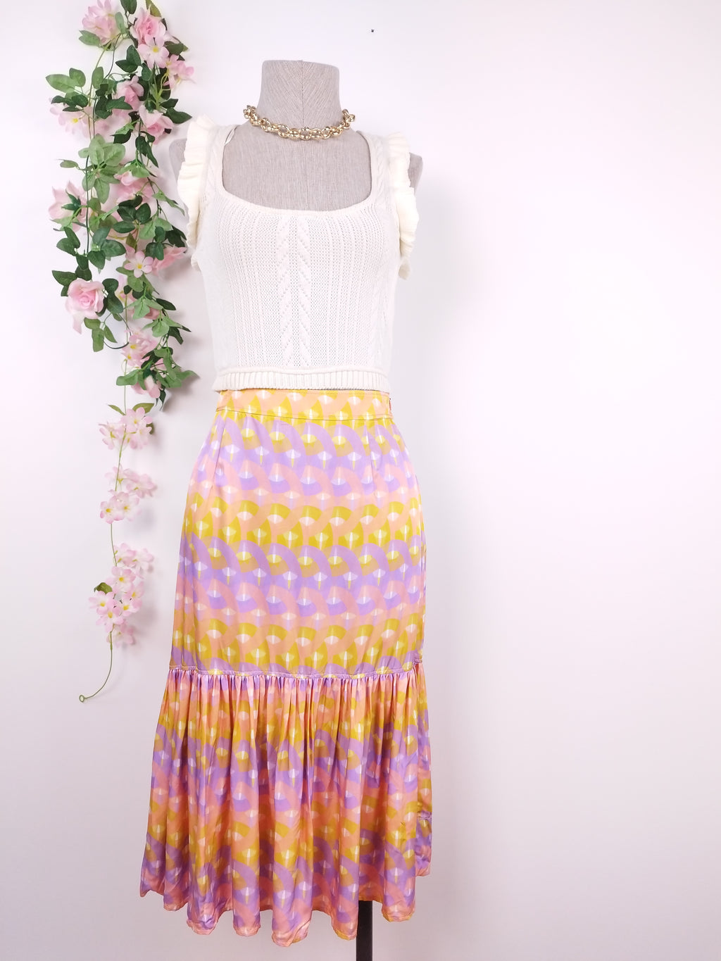 Falda SANDRO Midi Satinada Ibicenco