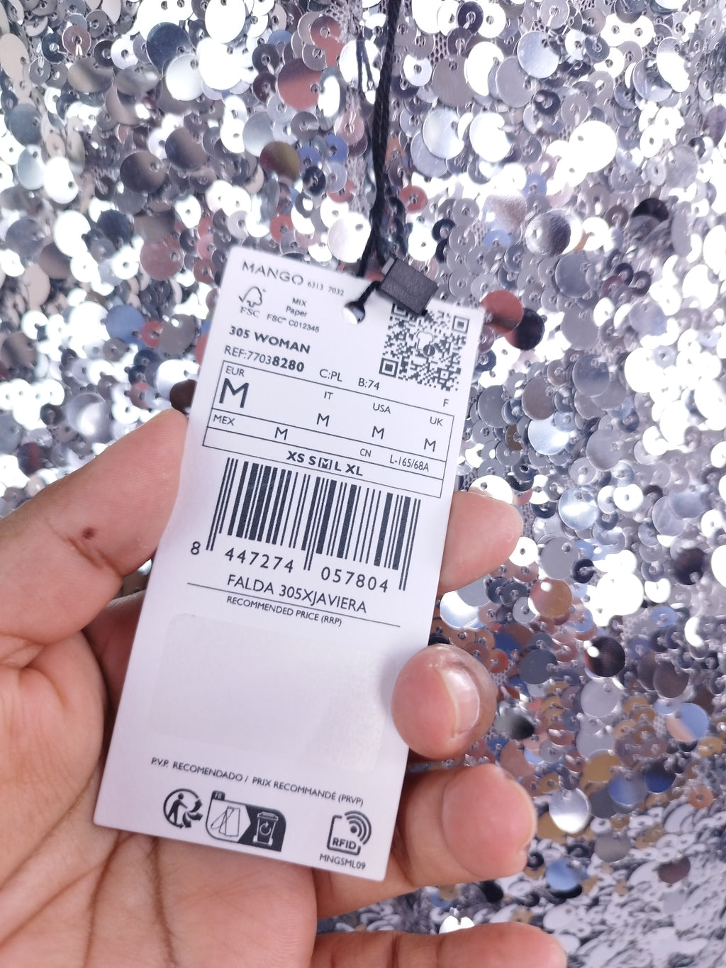 Falda MANGO Midi lentejuelas Fiesta