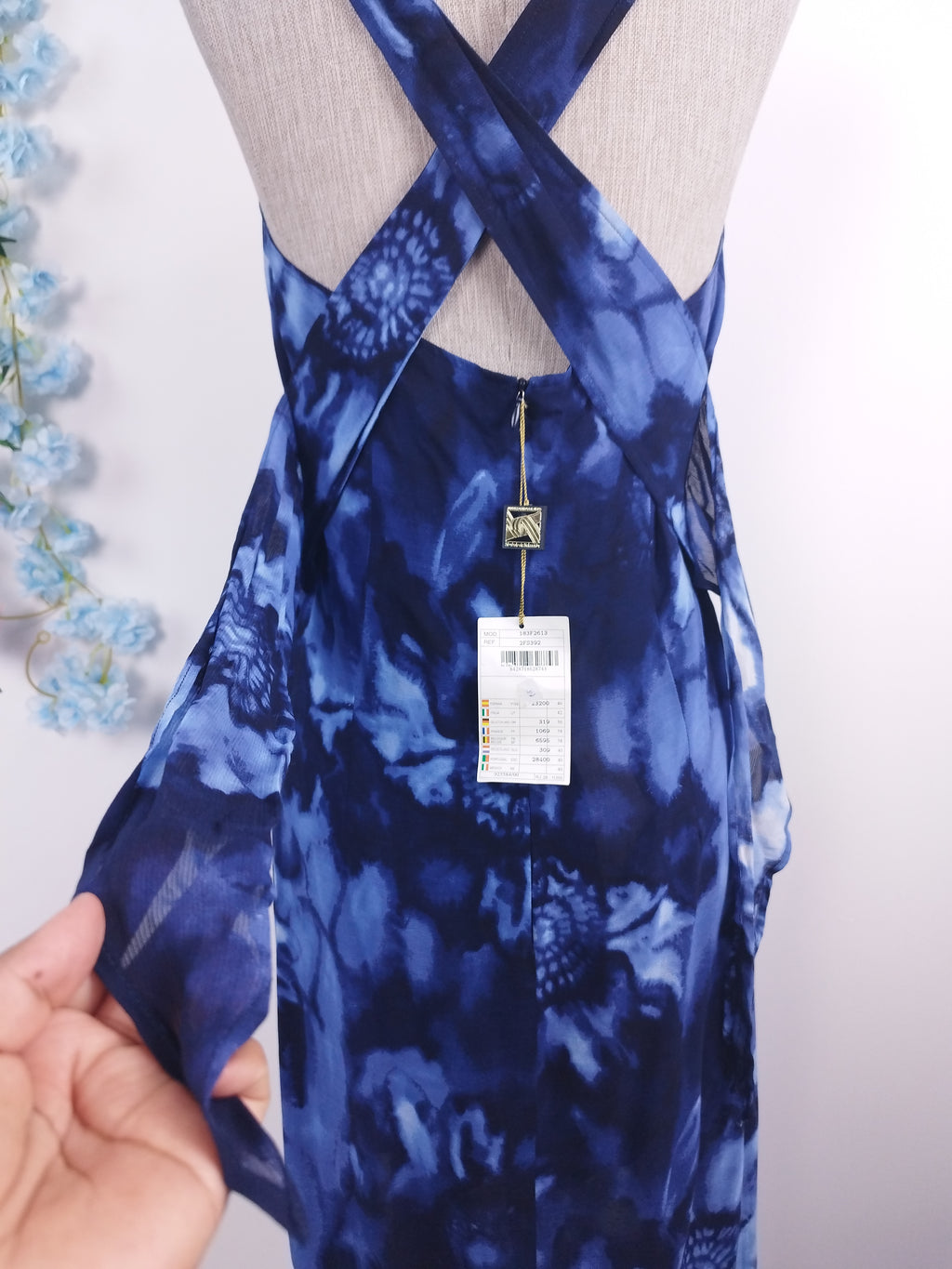 Vintage 90s Maxi Dress — Blue Tie Dye Straight Casual Look Upgrade