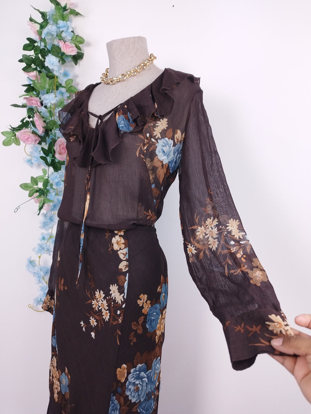Set VINTAGE Blusa + Falda 90s Floral