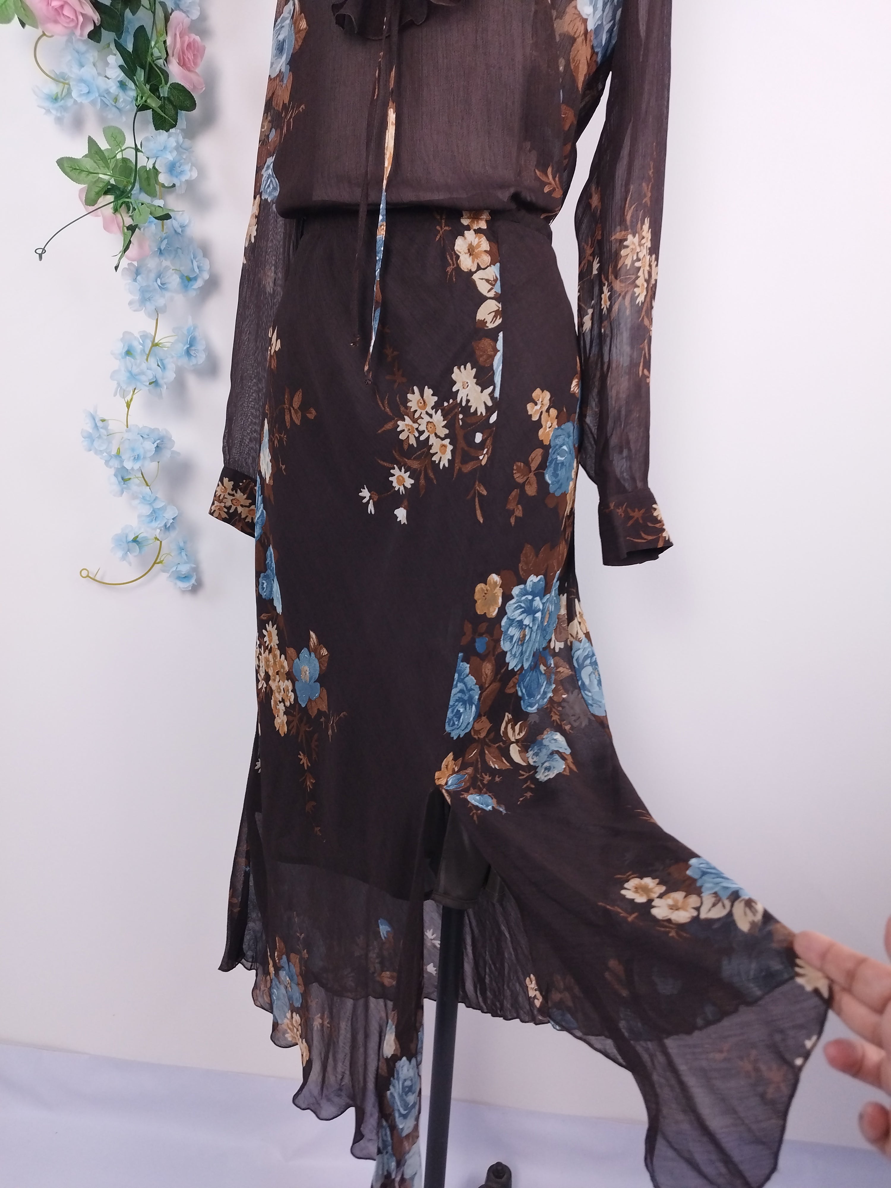 Set VINTAGE Blusa + Falda 90s Floral