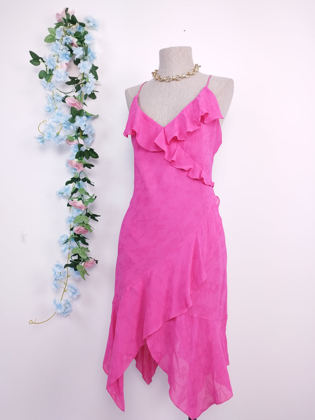 Vestido VINTAGE 90s Lencero Asimétrico volantes