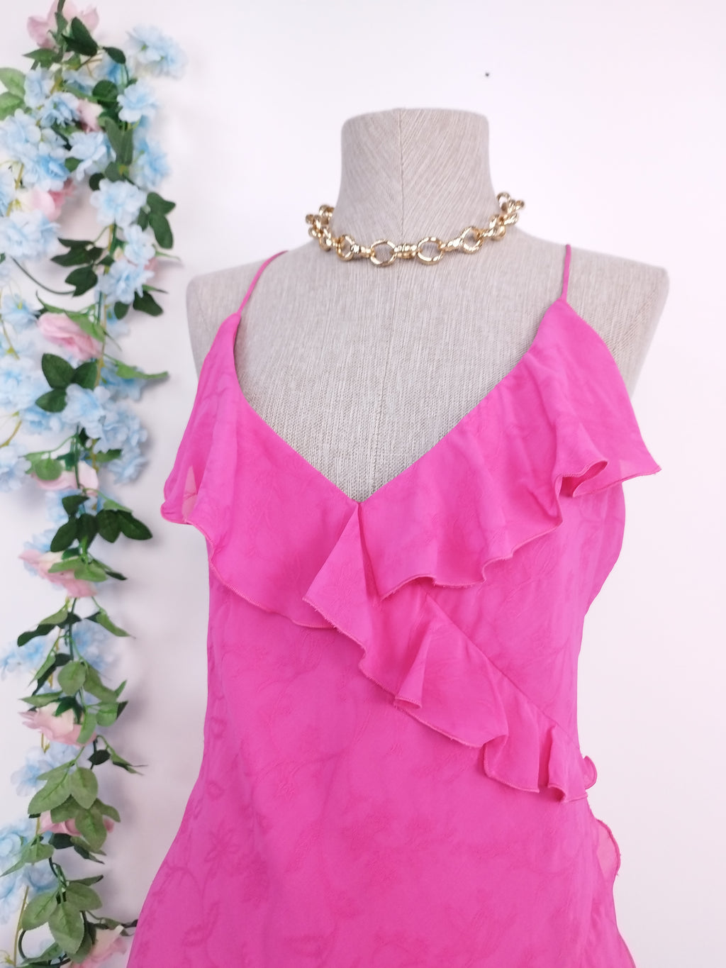 Vestido VINTAGE 90s Lencero Asimétrico volantes