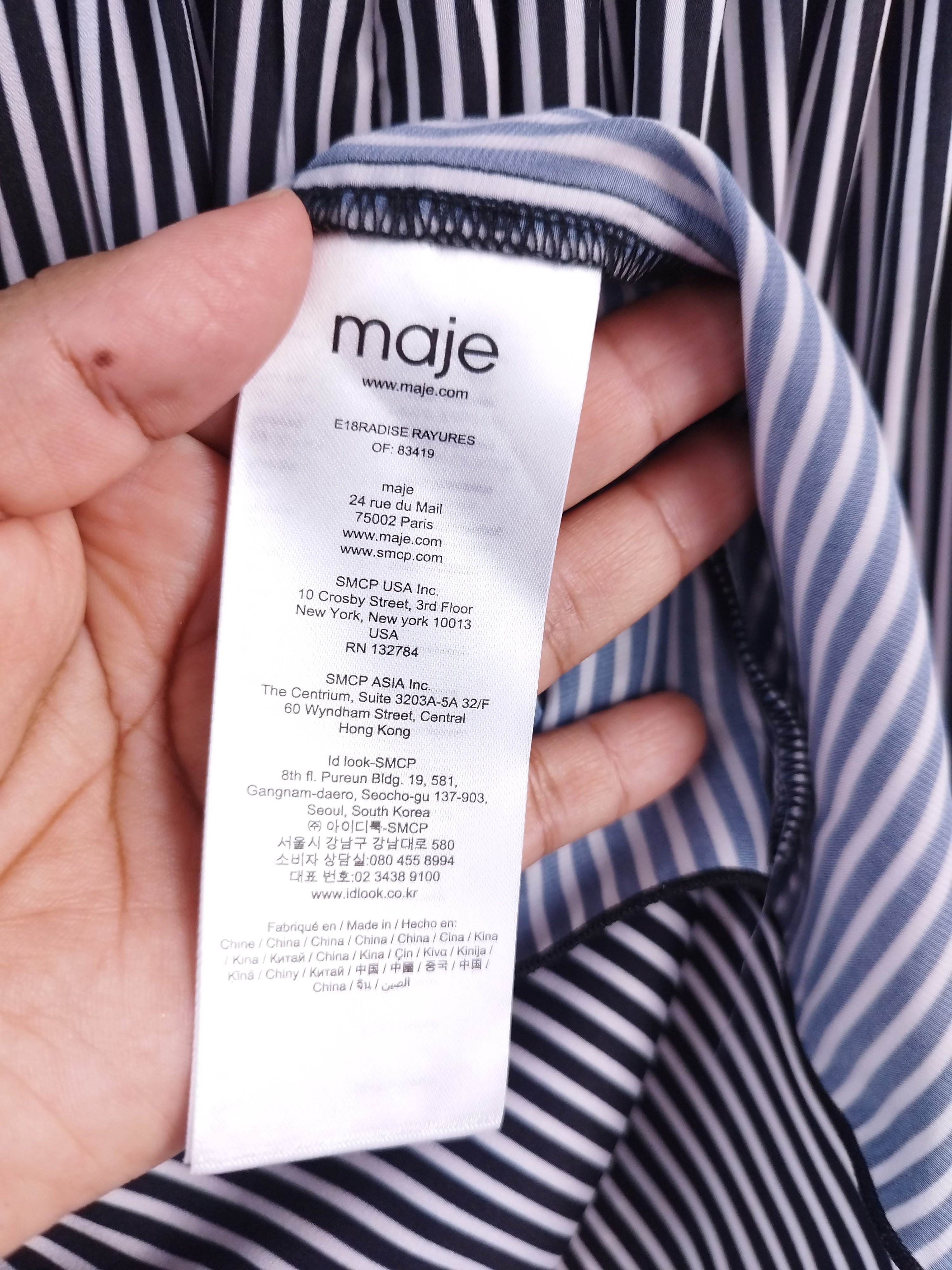 Vestido MAJE Rayas hombros descubiertos