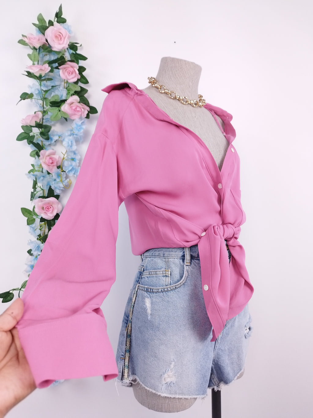 Blusa THEORY Manga larga con tirantes