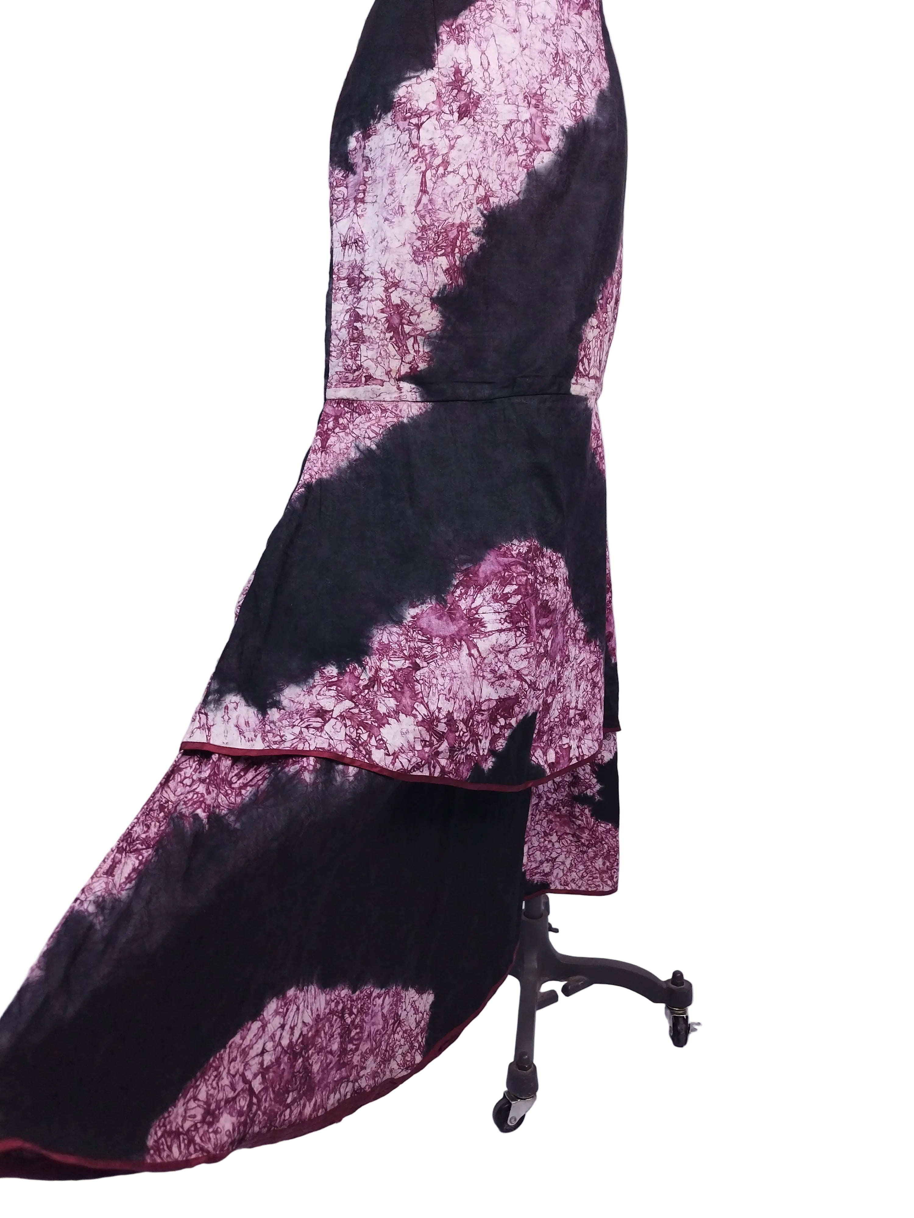 Black magenta tie-dye maxi skirt — Vintage 2000s Y2K fairycore boho