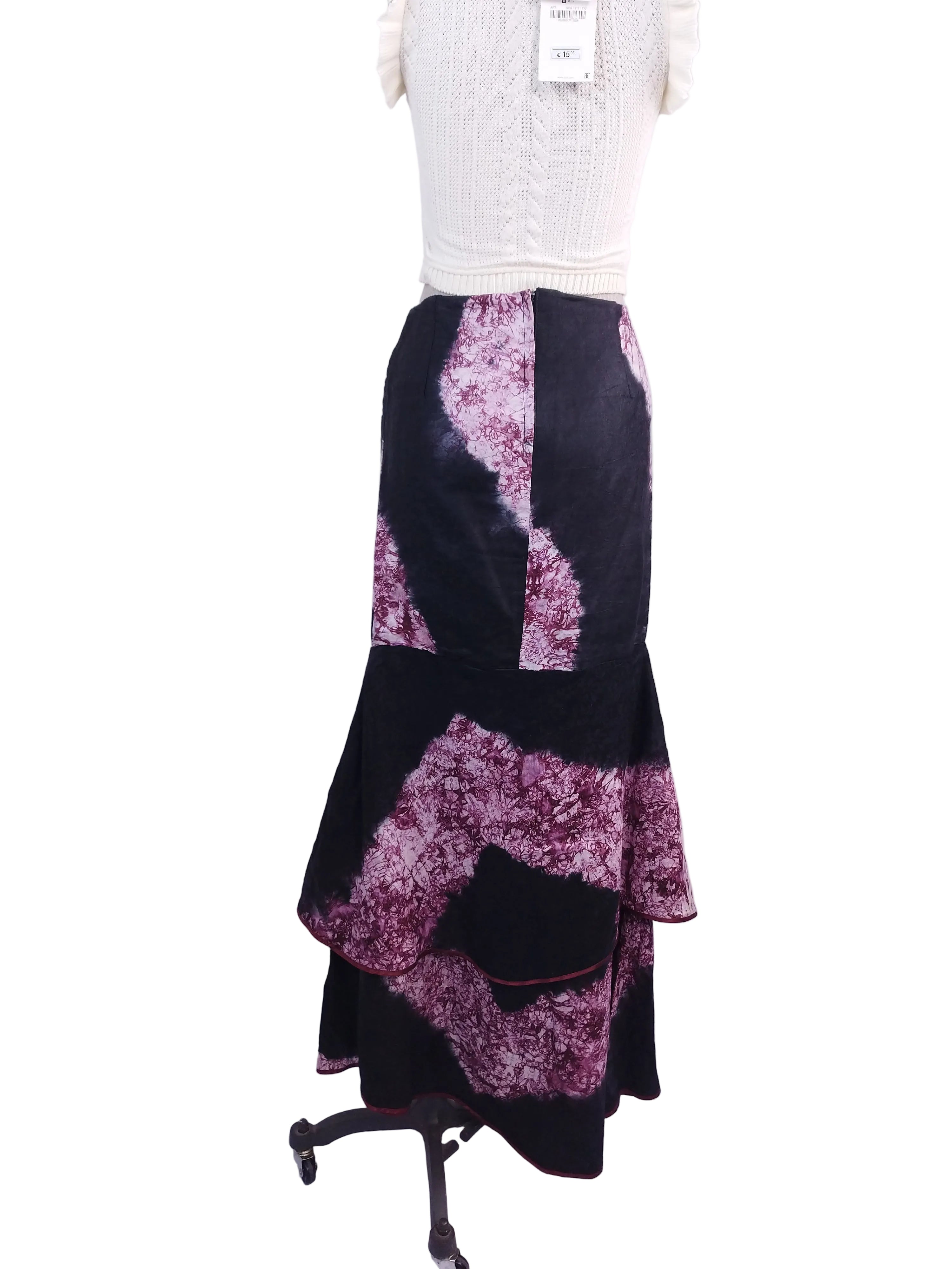 Black magenta tie-dye maxi skirt — Vintage 2000s Y2K fairycore boho