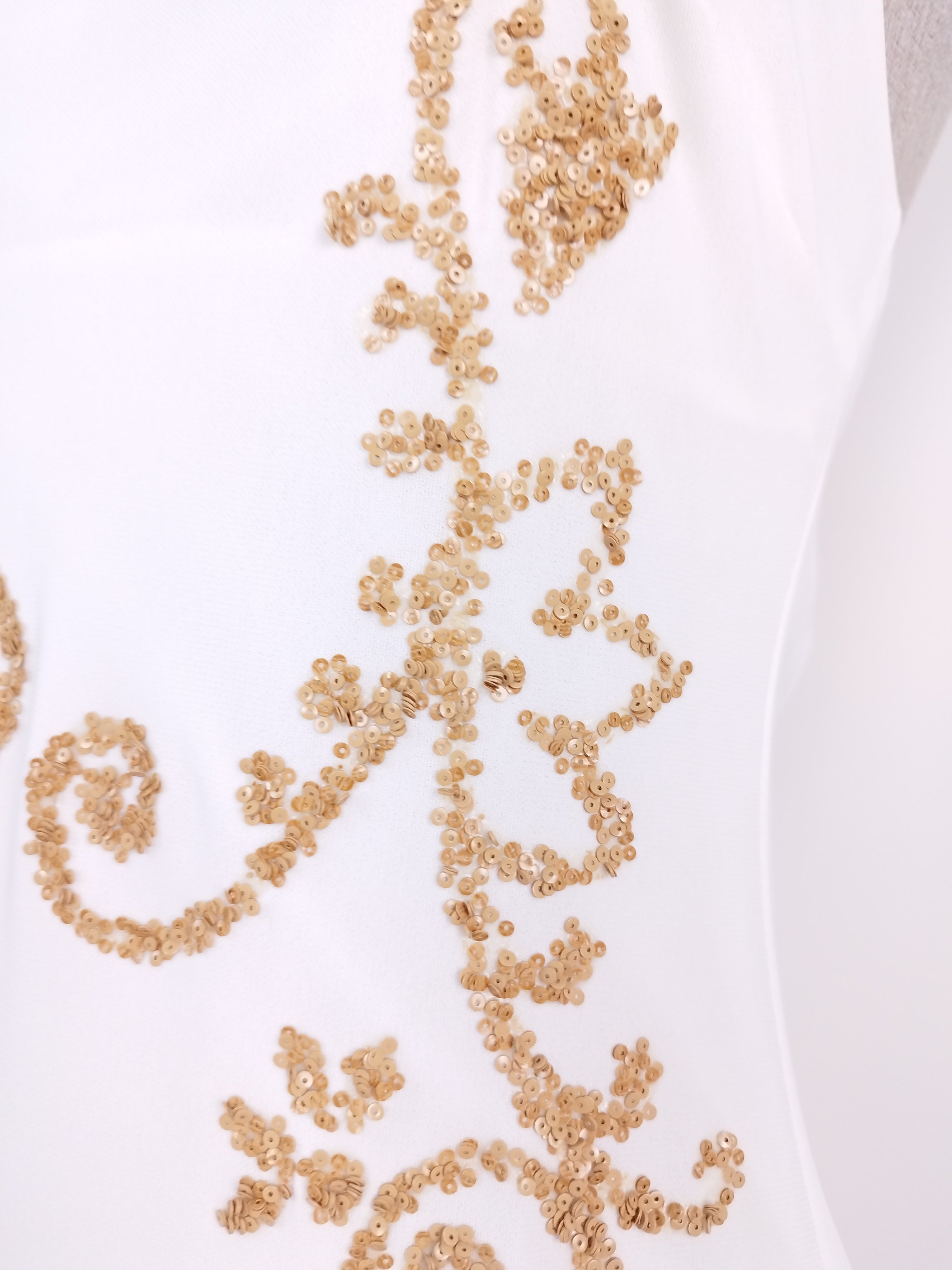 White Y2K gold sequin dress — Made in Italy halter midi