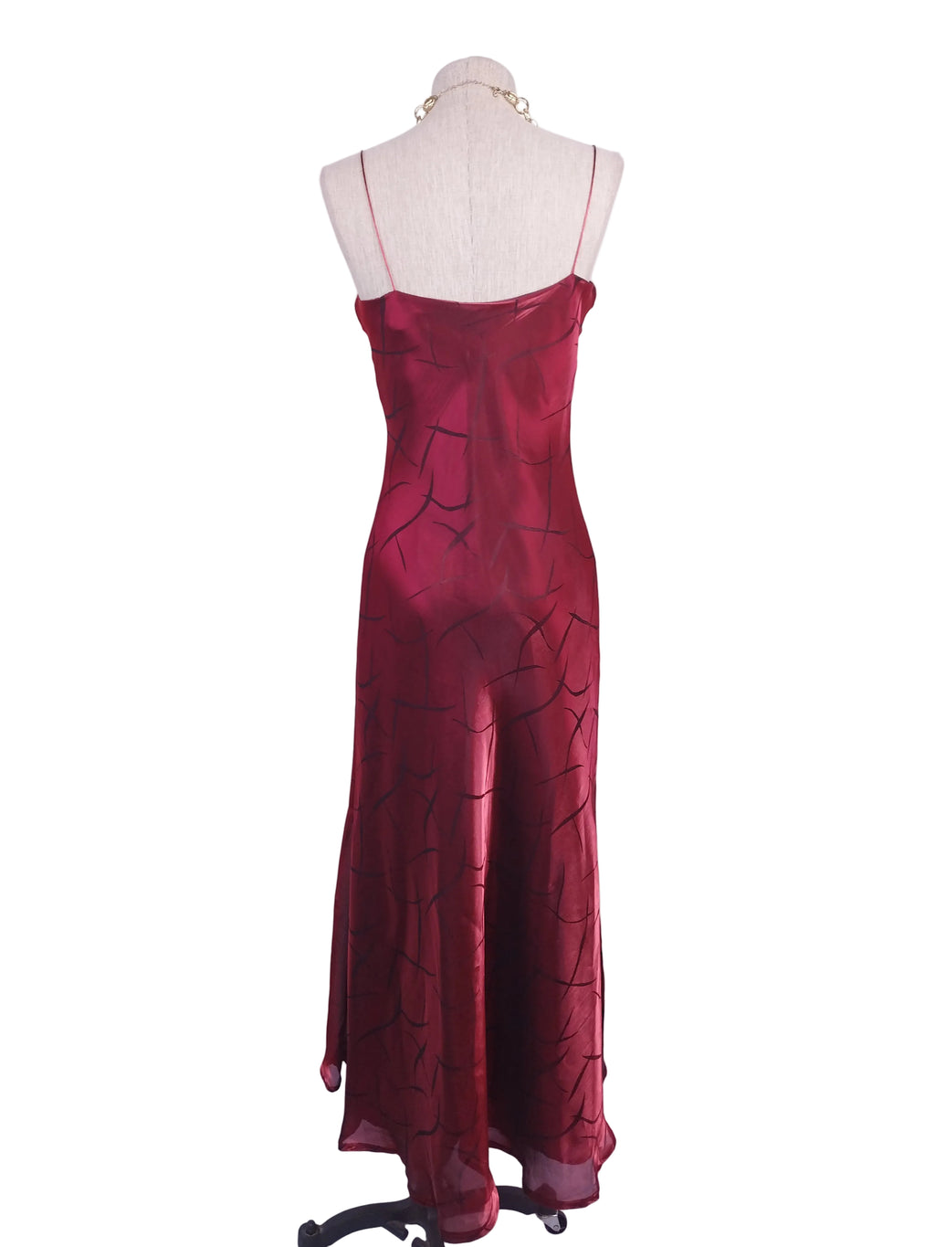 Iridescent red slip dress — Vintage 2000s lingerie-chic gala