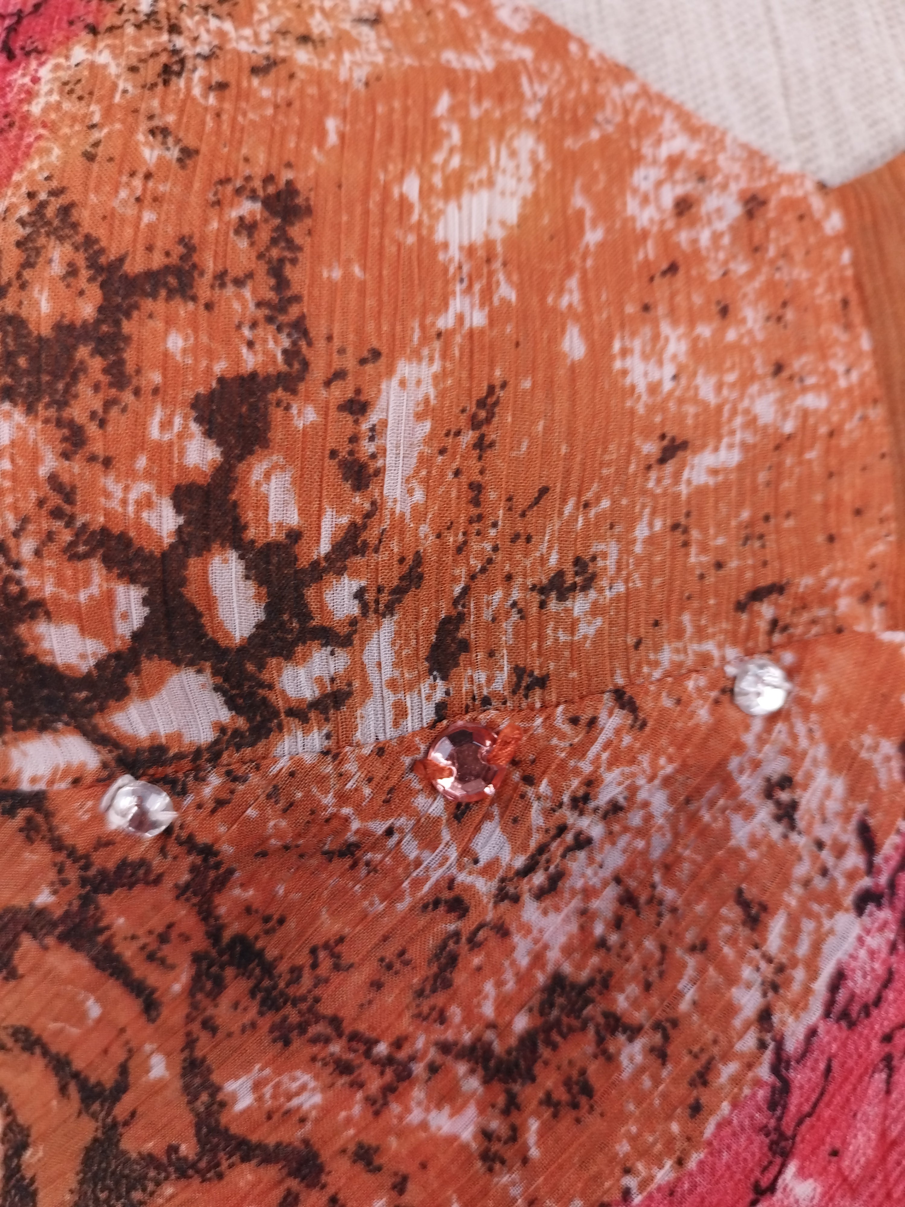 Vintage 2000s Y2K Chiffon Top — V-Neck, Ibiza Print & Asymmetric Layers