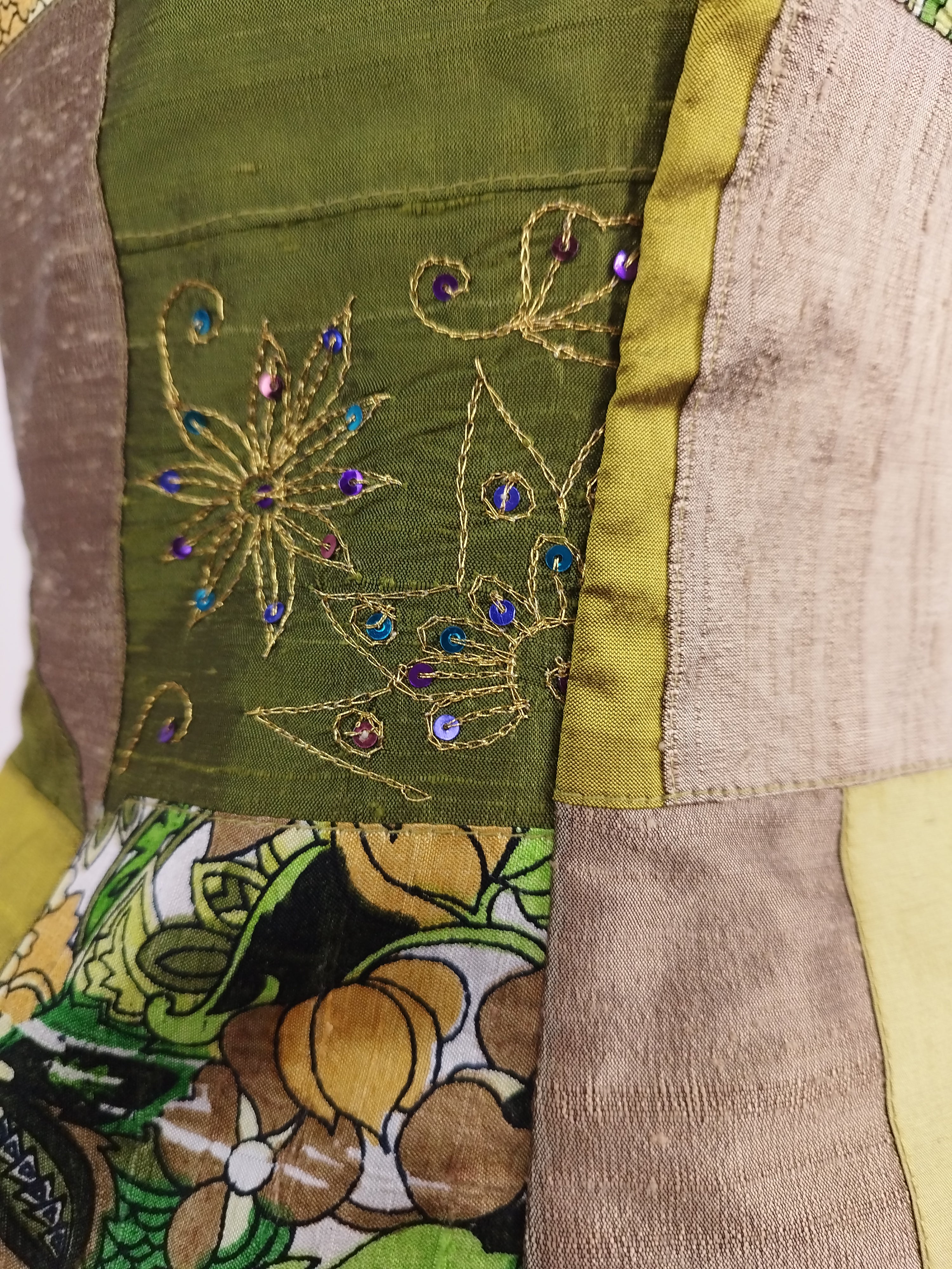 Vintage Y2K Corset — Strapless, Patchwork & Adjustable Back Tie