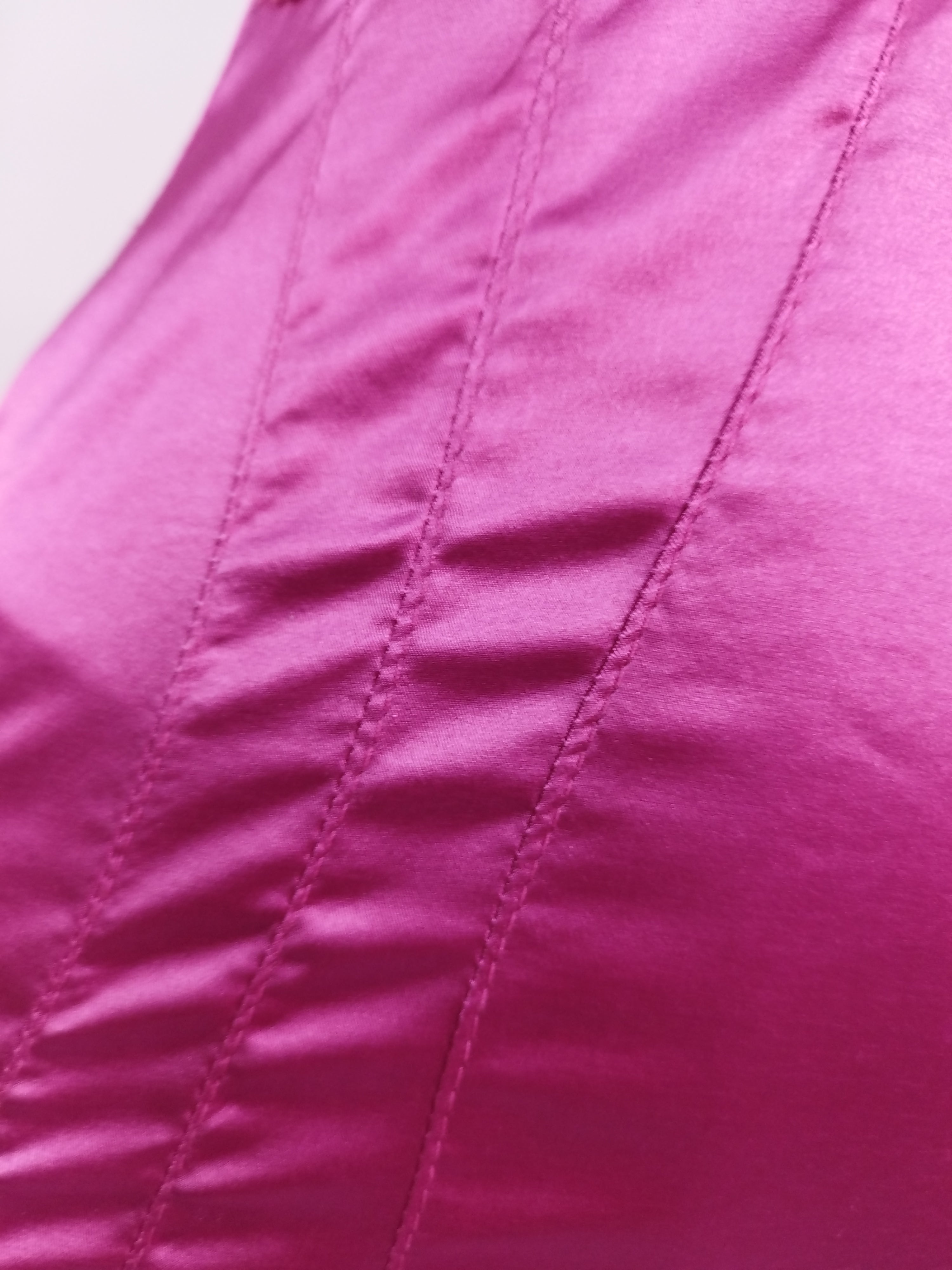 Vintage 2000s Slip Dress — Tulle Bust, Fuchsia Satin Skirt & Lace Trim